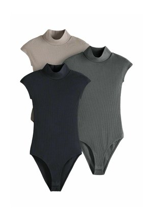 TURTLE NECK CAP SLEEVE 3 PACK  - REGULAR FIT - Tricou basic - black taupe brown graphite grey