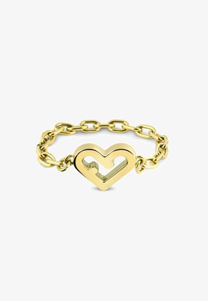 Kuld цепочка käevõru, millel on südamekujuline keskosa ja lohutuskujundus. Sile viimistlus, interlinkitud ovaalsed ahela segmendid.