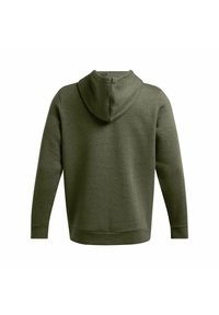 Felpa con cappuccio verde oliva, con una texture morbida, polsini aderenti e un orlo dritto. Caratterizzata da un design semplice senza loghi o dettagli visibili.