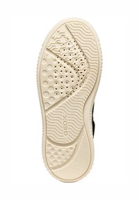 Sole della scarpa GEOX con un design testurizzato bianco sporco, caratterizzato da un mix di motivi a onda e perforazioni circolari per la traspirabilità.