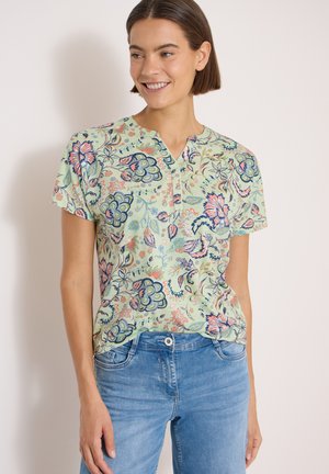 Cecil, T-SHIRT MIT SPLIT NECK UND PRINT - Blouse - raw matcha lime