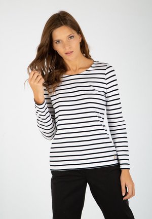 Armor lux PLOZEVET MARINIÈRE - T-shirt à manches longues - blanc/rich navy
