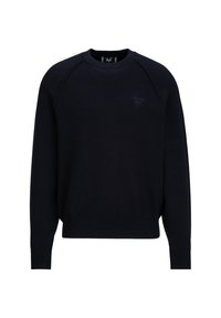 Marineblaue Rundhalsausschnitt Sweatshirt mit Raglanärmeln, gerippten Bündchen und Saum sowie geprägtem "1969"-Logo auf der Brust. Weicher Stoff, lässige Passform.