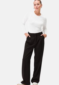 zero WIDE LEG MIT BÜGELFALTE - Nadrágok - black beauty