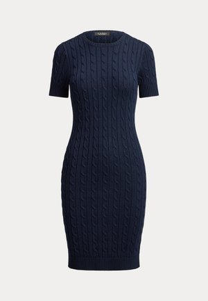 Lauren Ralph Lauren, CABLE-KNIT SHORT-SLEEVE SWEATER DRESS - Φόρεμα-πουλόβερ - navy
