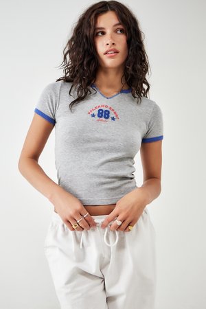 RINGER TEE - Print T-shirt - grey