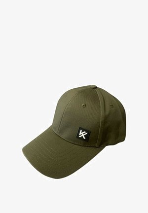 Casquette de baseball vert olive en tissu durable, avec une face structurée, un patch logo brodé et un visière courbée.