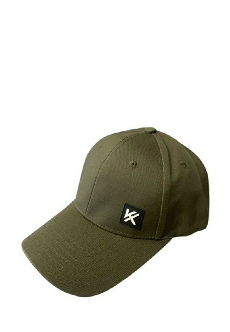 Casquette de baseball vert olive en tissu durable, avec une face structurée, un patch logo brodé et un visière courbée.