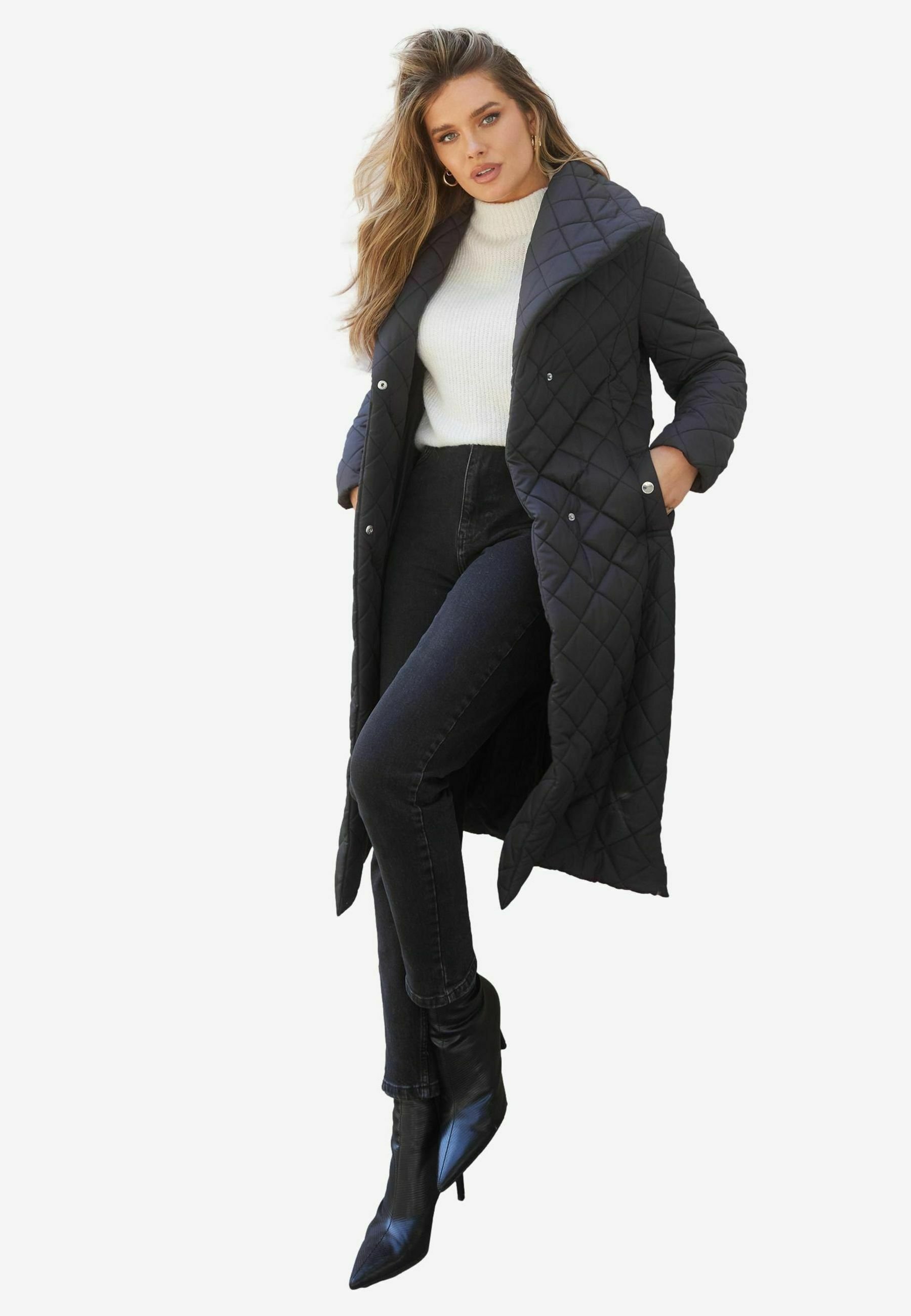 Mint Velvet Black Belted Wrap Coat Lipsy QUILTED BELTED WRAP