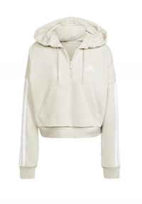 ESSENTIALS 3-STRIPES QUARTER-ZIP - Sweat à capuche - white