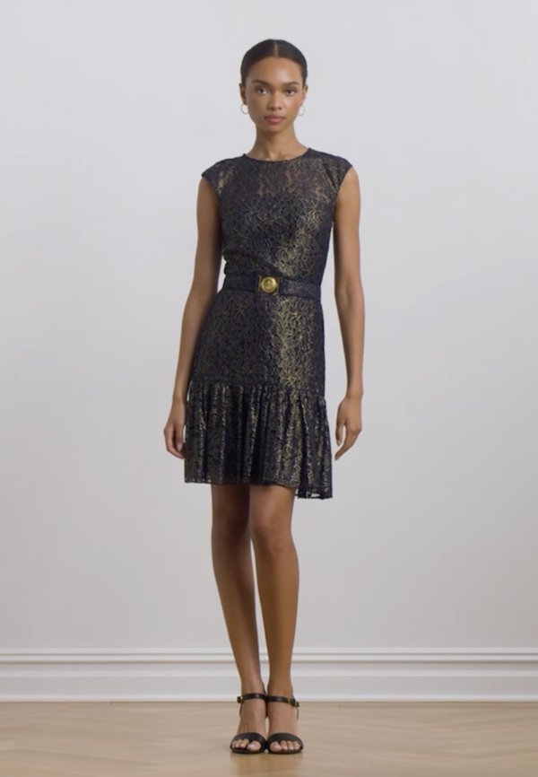 BELTED METALLIC LACE COCKTAIL DRESS - Cocktail dress / Party dress3