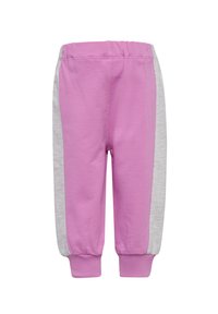 Rosa och gråkalla sweatpants med elastisk midja, avsmalnande muddar och kontrasterande sidopaneler. Slät textur och bekväm passform.