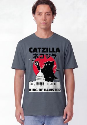 watapparel, CATZILLA UNISEX - T-shirt imprimé - blue grey