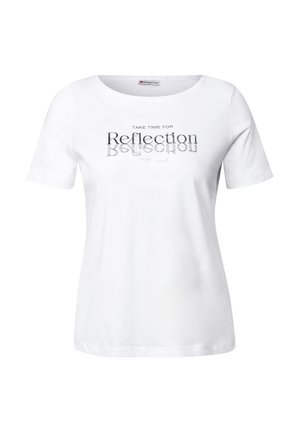 T-shirt en coton blanc avec un col rond, des manches courtes, présenté avec le texte noir "PRENEZ DU TEMPS POUR la Réflexion" dans des styles et tailles variés.