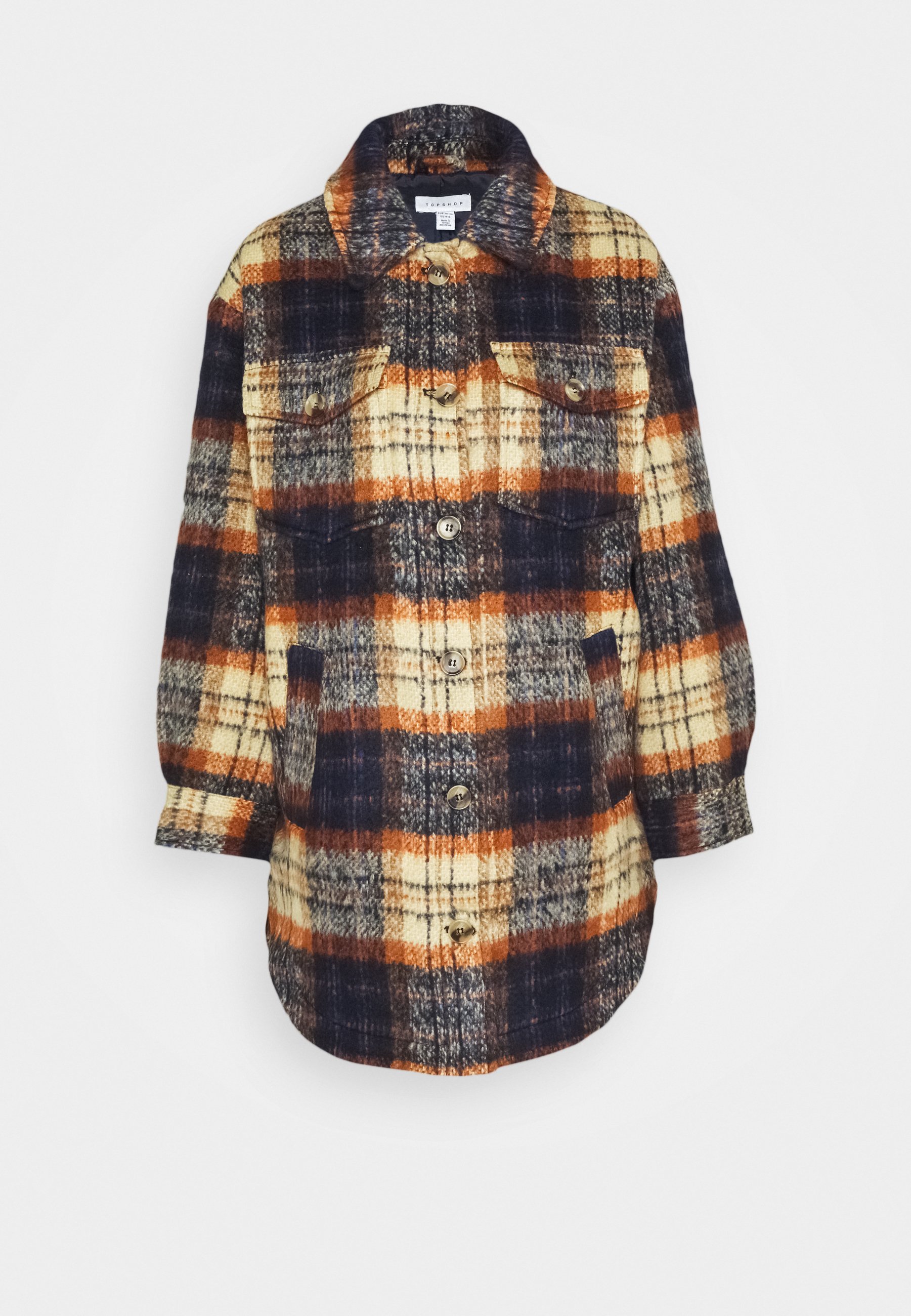 topshop wool shacket in orange check