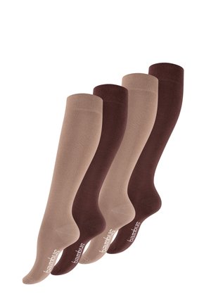 4 PAAR - Knee high socks - beige braun