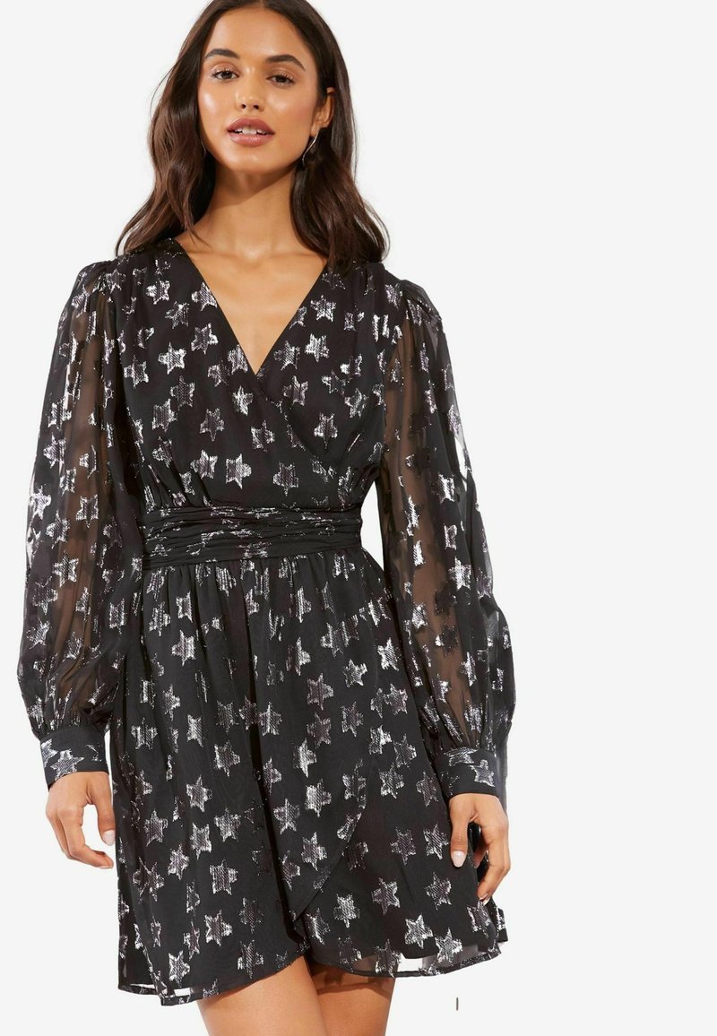 Friends Like These REGULAR FIT - V NECK STAR FOIL MINI - Rochie de zi - black