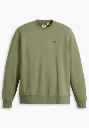 Olive green sweatshirt made of cotton blend, featuring a crew neckline, long sleeves, and a small red Levi's logo on the chest.