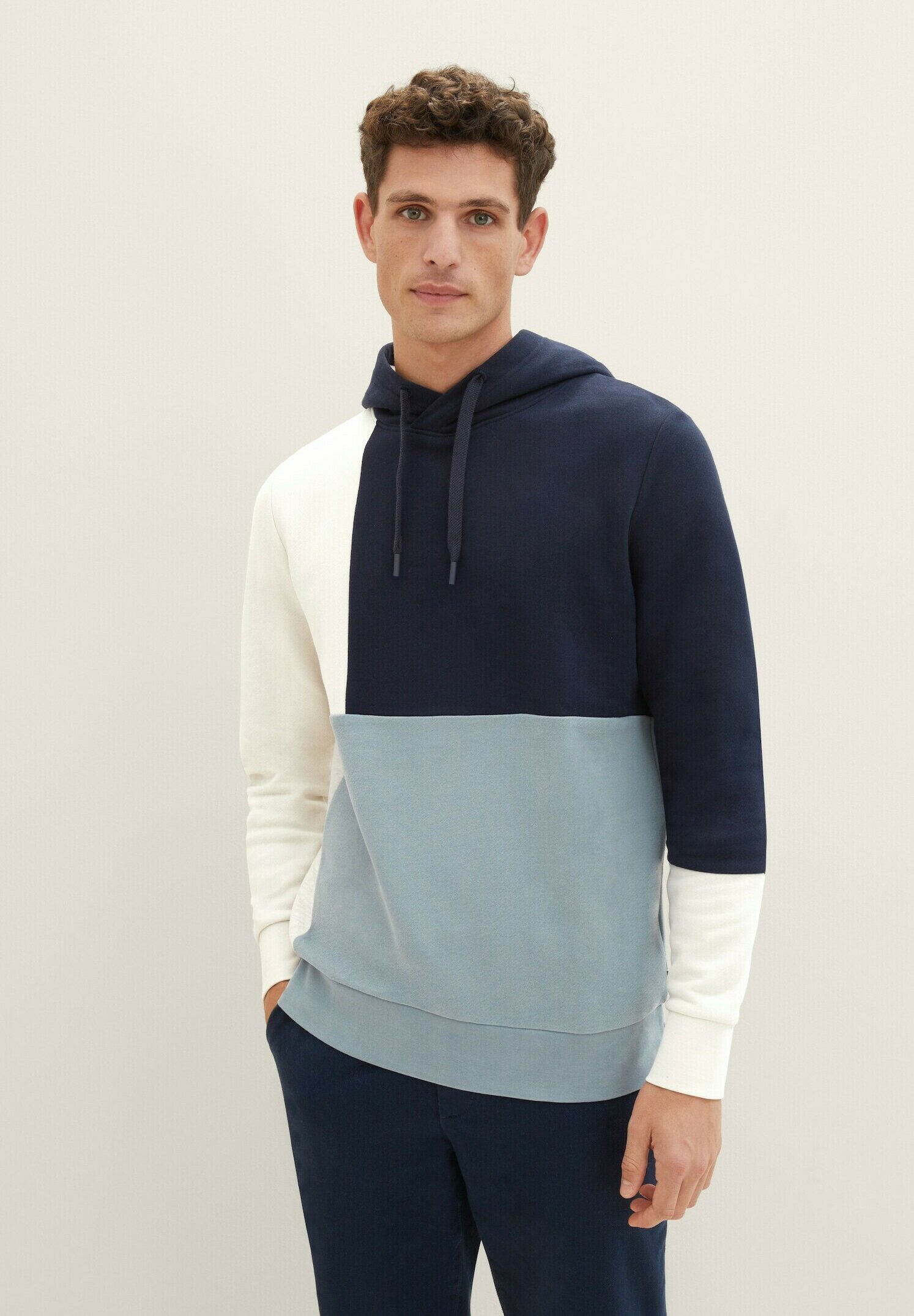 TOM TAILOR Herren Sweatshirt – Colorblock Design In Spacedye, Weich & Mit Wickelkragen