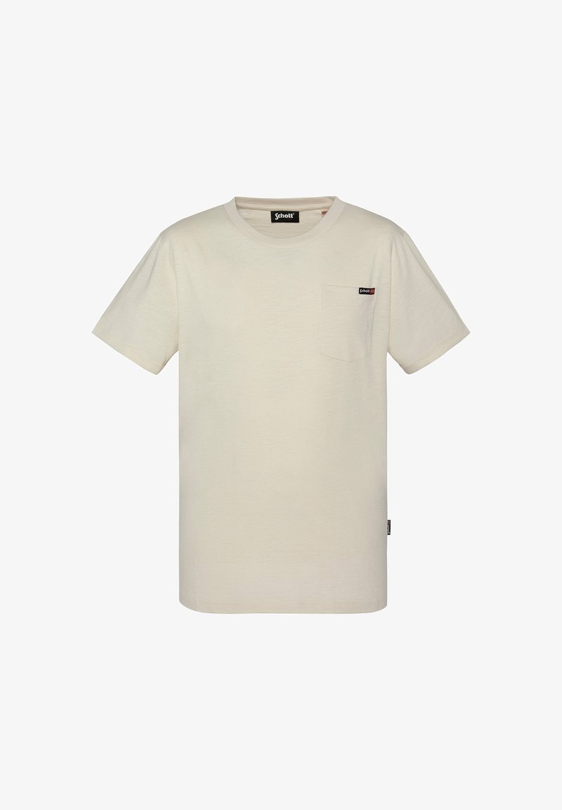 Schott EFFET FLAMMÉ - T-shirt basic - blanc cassé