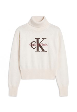 Calvin Klein Jeans, LS LOGO TNECK PULLOVER - Πουλόβερ - tofu