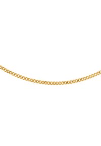 Collana in oro con maglie intrecciate e finitura lucida. Texture liscia e brillante, design uniforme e senza decorazioni.