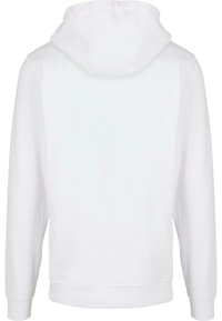 Witte hoodie met een relaxte pasvorm, lange mouwen, ribgebreide manchetten en zoom, en een zachte textuur, met een naadloos ontwerp aan de achterkant.