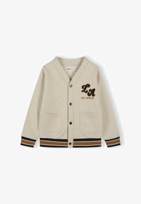 Manteau crème imitation mouton frisé empiècement fausse fourrure | FR Manteau crème imitation mouton frisé empiècement fausse fourrure | FR