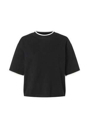 SOFTER KURZARM KONTRASTSTREIFEN - T-Shirt basic - black