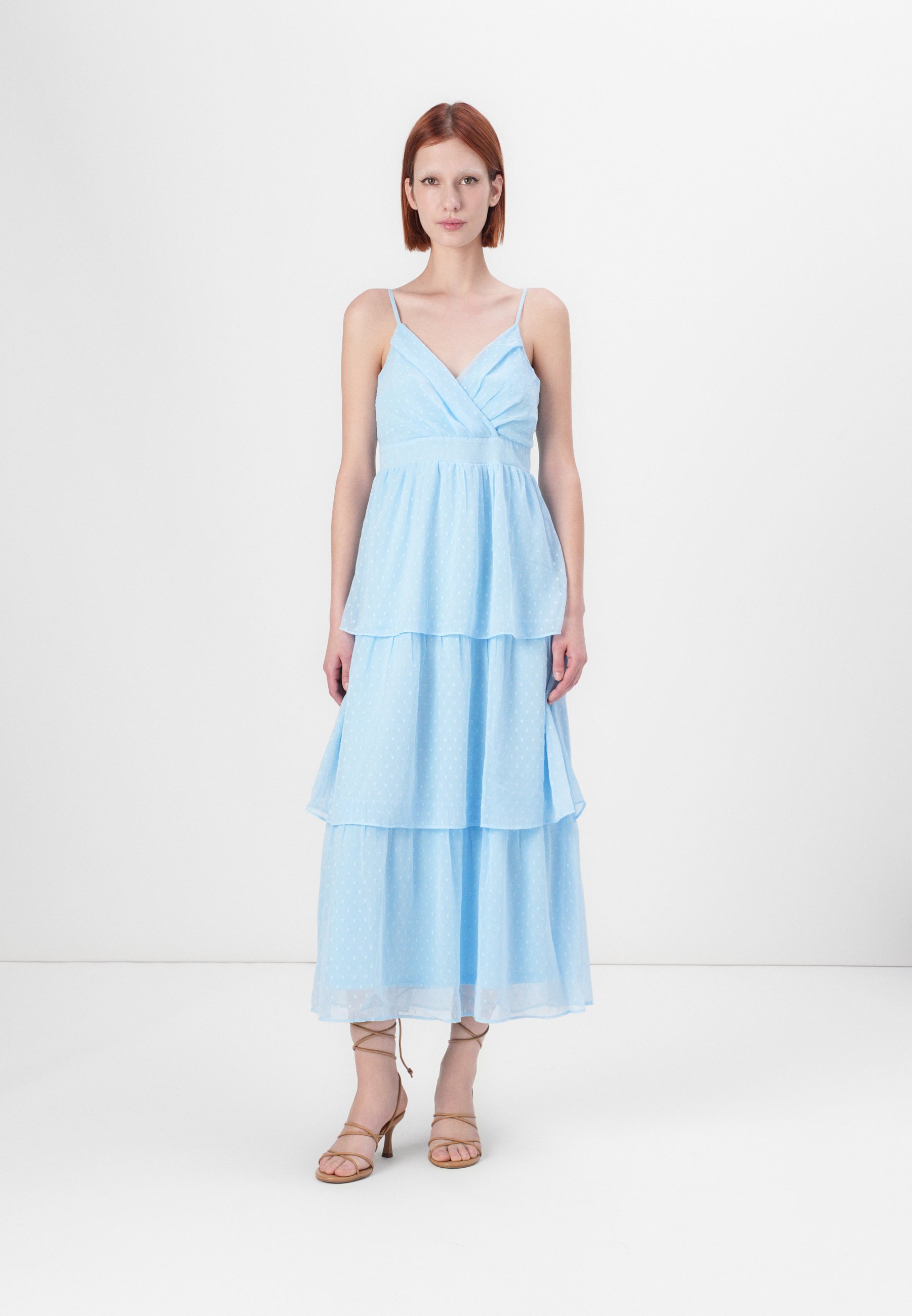 chinese dress ladies Printed Tie Waist Layered Midi Dress