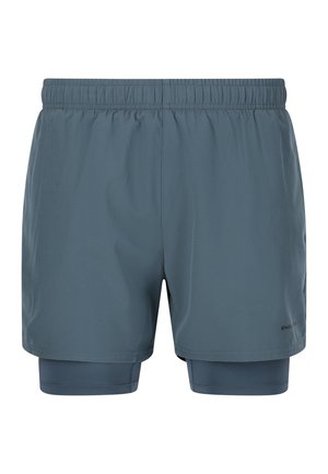 Grijze sportshorts met een elastische tailleband. Kenmerkt zich door een gelaagd ontwerp met binnenste compressieshorts. Soepele, lichte stof.