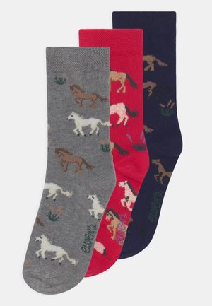 GIRL HORSES 3 PACK - Socks - pink/grey/blue