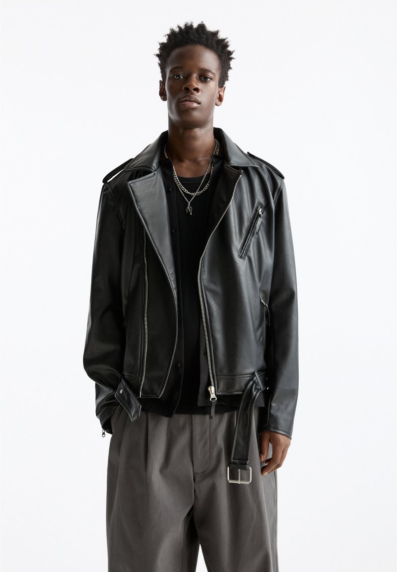 PULL&BEAR Veste en similicuir - black/noir - ZALANDO.FR