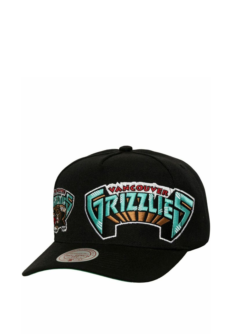 Schwarze Baseballmütze mit gesticktem "Vancouver Grizzlies"-Logo. Mit türkisfarbenen und roten Akzenten, gebogenem Schild und strukturiertem Oberteil.