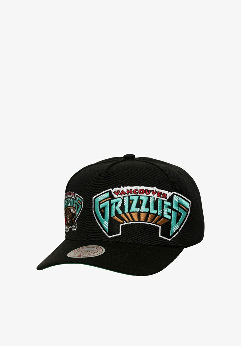 Black baseball cap with embroidered "Vancouver Grizzlies" logo. Features teal and red accents, with a curved visor and structured crown.