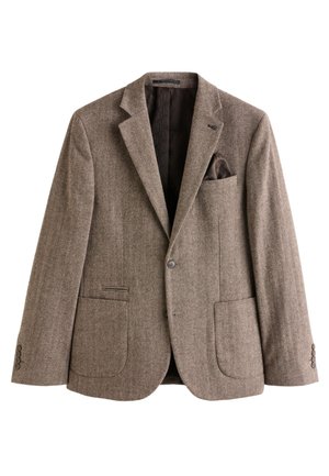 SLIM FIT HERRINGBONE - Veste de costume - taupe