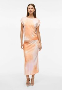 VILA VIELLETTE S/S FULL - T-shirt imprimé - cadmium orange