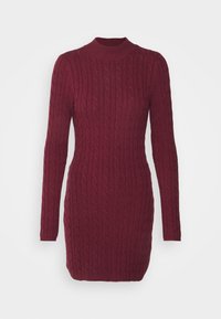 CABLE DRESS - Vestido de malha - burgundy