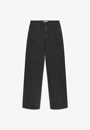 Terranova, PANTALONE JEANS LUNGO CON STAMPA - Wide Leg - nero denim