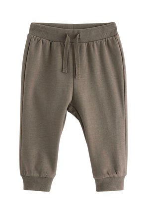 Harmaat puuvillaiset jogginghousut, joissa on ribattua vyötäröä ja nilkkasuojuksia. Varustettu naru sulkemisella ja sivuseinätaskuilla, sileä tekstuuri.