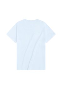 Hellblaues Baumwoll-T-Shirt mit kurzen Ärmeln, rundem Halsausschnitt und einer glatten, weichen Textur. Die Rückansicht zeigt ein einfaches Design ohne Grafiken.