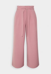 Rosa vida byxor med hög midja, som har plisseringar och ett matchande bälte. Tillverkade av ett mjukt och lätt tyg.