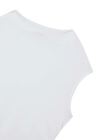 Top bianco a maniche corte con una superficie liscia e scollatura arrotondata. Design senza cuciture e materiale morbido per un comfort ottimale.