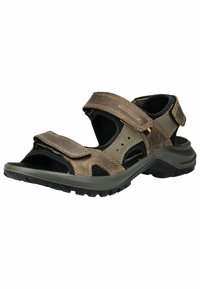 Sandalo regolabile marrone con upper sintetico, design open toe, cinghie imbottite e suola in gomma testurizzata per una buona aderenza.