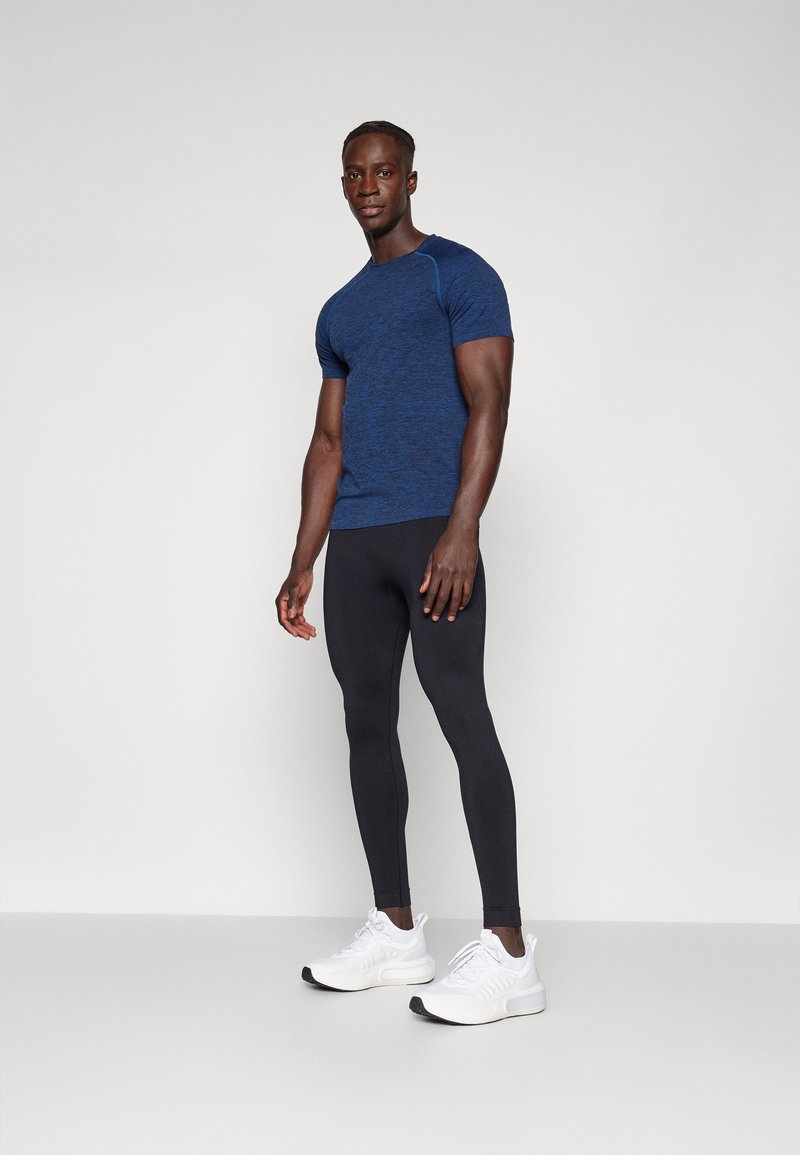 Pier One Sport SEAMLESS SPACE DYE 2 PACK - Paprasti marškinėliai - dark blue/bordeaux