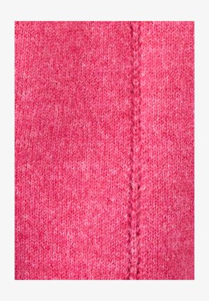 Bright pink knitted fabric with a soft texture and subtle variations in shade. Features a central seam with visible stitching details.