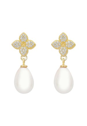 CLOVER FLOWER PEARL DROP - Earrings - white