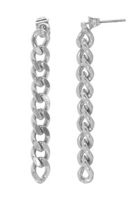 Orecchini a catena in argento con anelli ovali allungati, finitura lucida e chiusura posteriore per una vestibilità sicura.