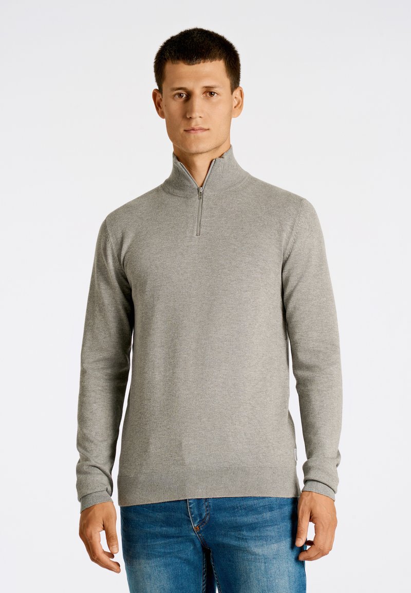 Lindbergh HALF ZIP - Jersey de punto - grey stone mix