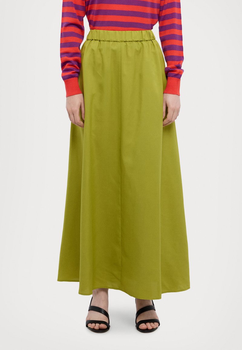 EXCHIC Donne comodità Addensato A Linea Vita Alta Maxi Gonna Elastici Maglia Lunghe Gonne(S, Bianco
